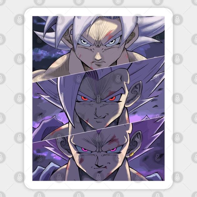 Goku Gohan and Vegeta Full Power Sticker by PGasbarroneArt